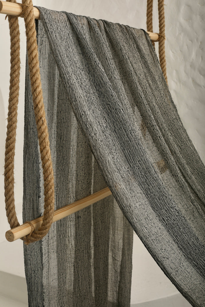 Metre Kare Siyah Beyaz Keten Kumaş, Organik Pamuklu Kumaş, Dokulu El Dokuma Yarı Şeffaf Doğal Kumaşlar.