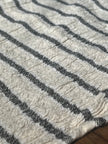 Unbleached Neutral Ivory Colour Black Striped Crinkle Gauze Fabric, Sile Cloth. Sile Fabric.