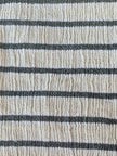 Unbleached Neutral Ivory Colour Black Striped Crinkle Gauze Fabric, Sile Cloth. Sile Fabric.