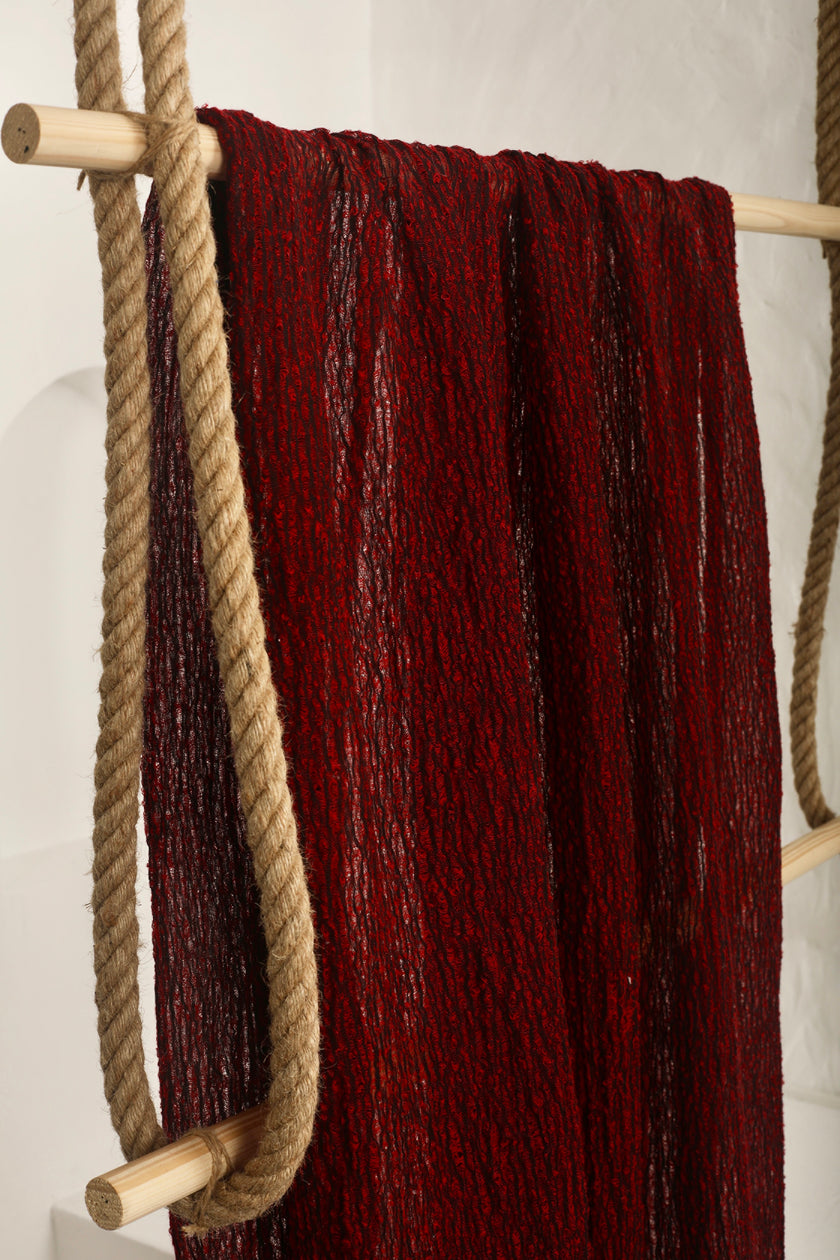 Metre Kare Kırmızı Keten Kumaş, Organik Pamuklu Kumaş, Dokulu El Dokuma Yarı Şeffaf Doğal Kumaşlar.