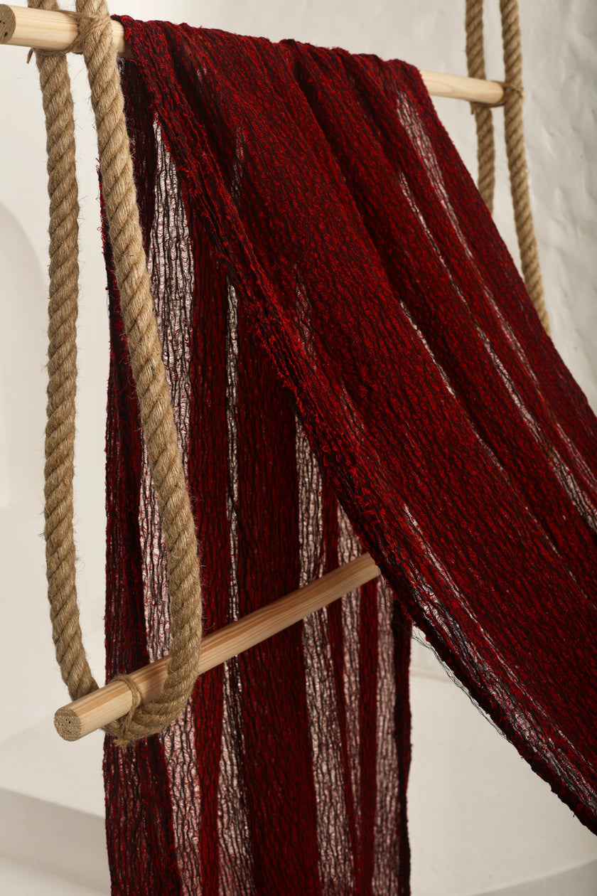 Metre Kare Kırmızı Keten Kumaş, Organik Pamuklu Kumaş, Dokulu El Dokuma Yarı Şeffaf Doğal Kumaşlar.