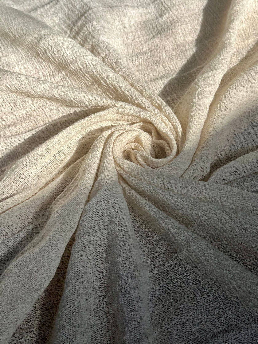 Metre ile Fildişi Ağartılmamış Nötr Organik Pamuklu Kumaş, Buruşuk Kumaş, Geniş En.