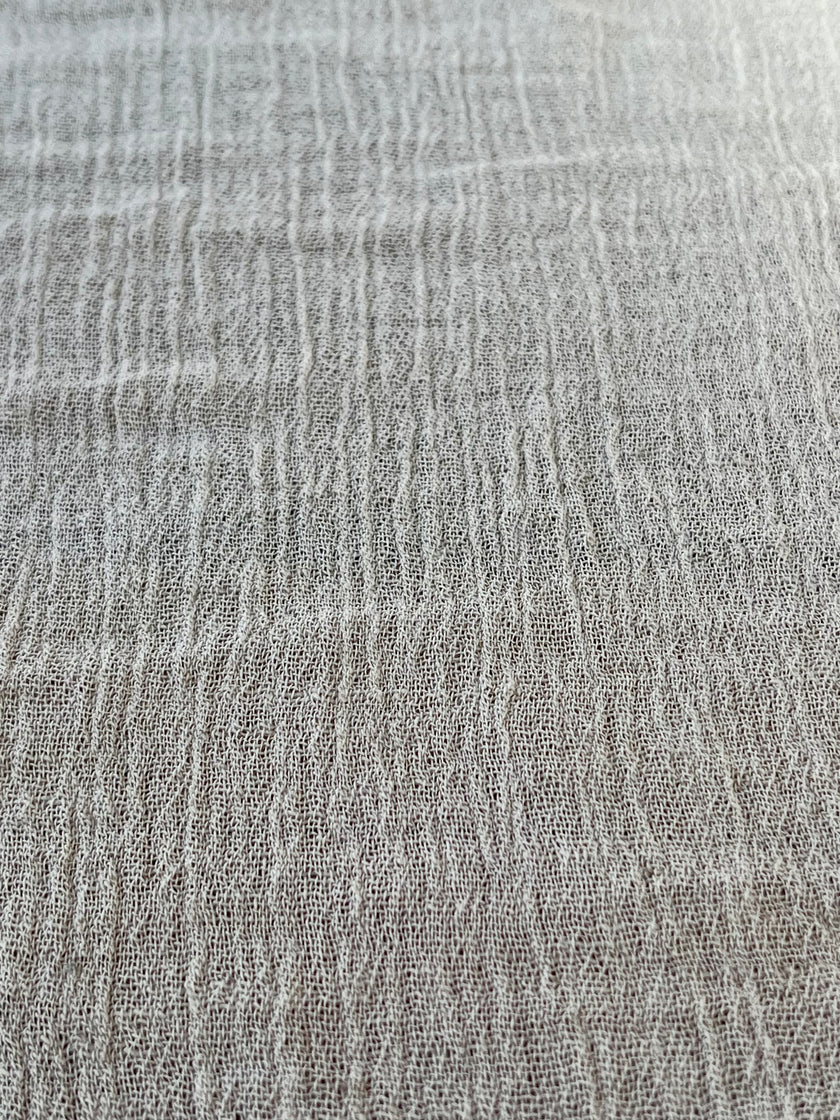 Metre ile Fildişi Ağartılmamış Nötr Organik Pamuklu Kumaş, Buruşuk Kumaş, Geniş En.