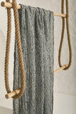 Bluish Gray Linen Fabric By The Yard Textured Handloom Semi-Sheer Natural Fabrics.