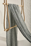 Bluish Gray Linen Fabric By The Yard Textured Handloom Semi-Sheer Natural Fabrics.