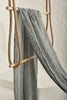 Bluish Gray Linen Fabric By The Yard Textured Handloom Semi-Sheer Natural Fabrics.