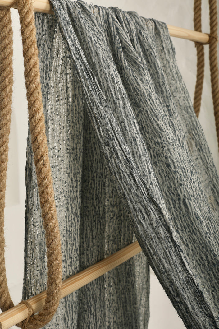 Metre Kare Mavi Gri Keten Kumaş, Organik Pamuklu Kumaş, Dokulu El Dokuma Yarı Şeffaf Doğal Kumaşlar.