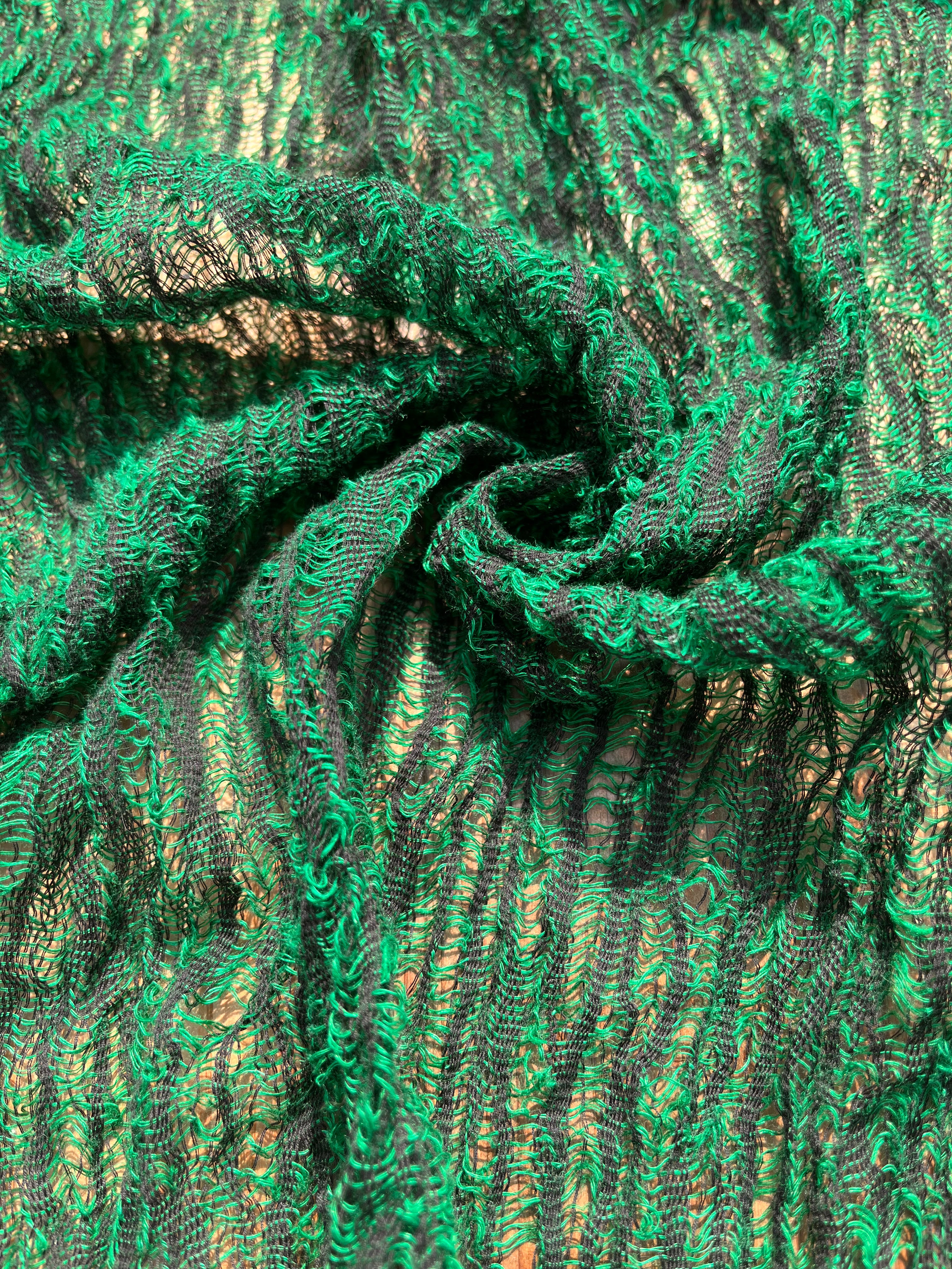 Tissu de lin vert viridian par cour, tissu en coton biologique, tissus naturels semi-transparents texturés à la main