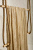 Neutral Stretchy Crinkle Linen Fabric, Textured Surface.