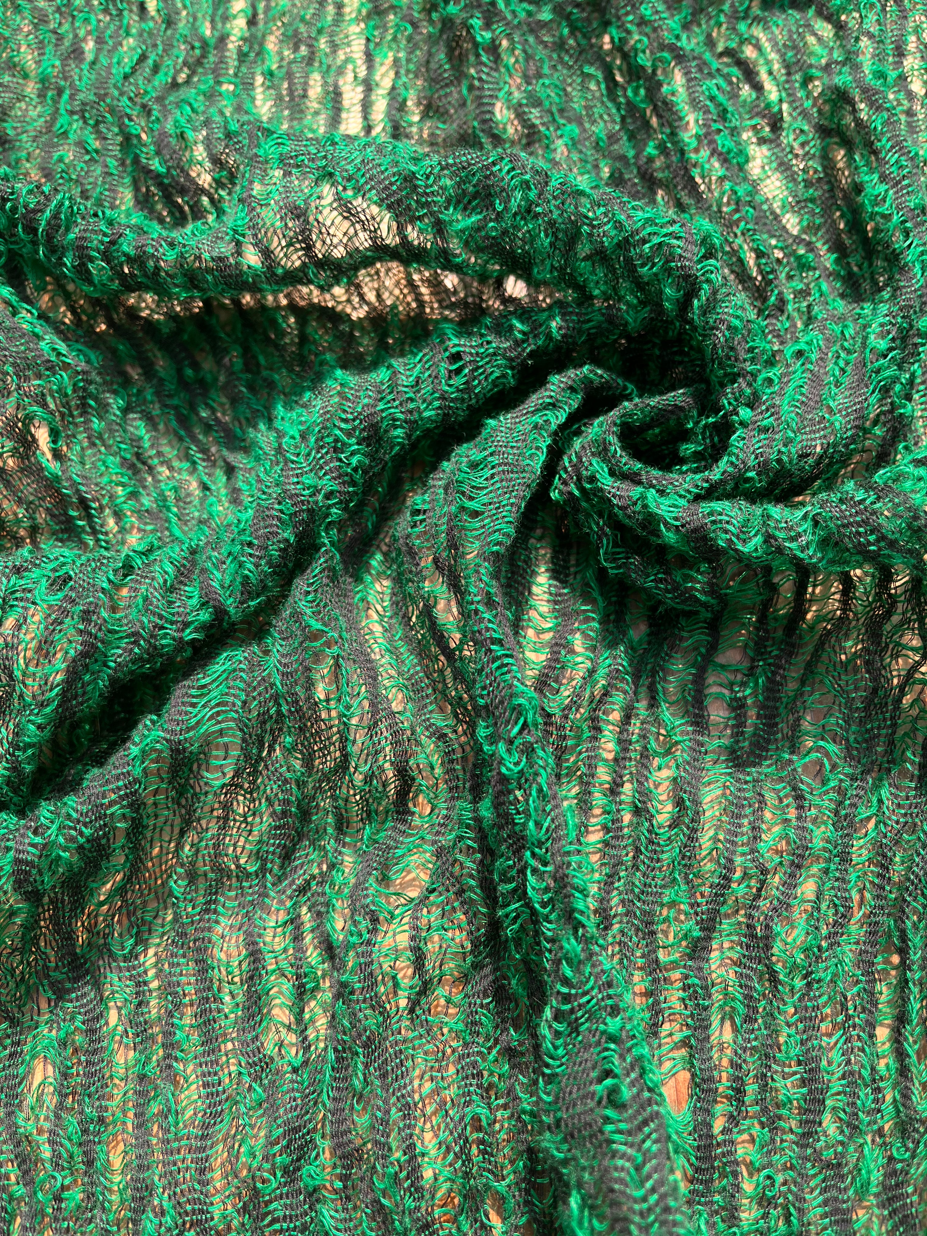 Tissu de lin vert viridian par cour, tissu en coton biologique, tissus naturels semi-transparents texturés à la main