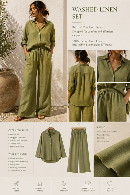 Washed linen cotton fabric available in olive green, navy blue, white, ecru, chocolate brown and plum colors
