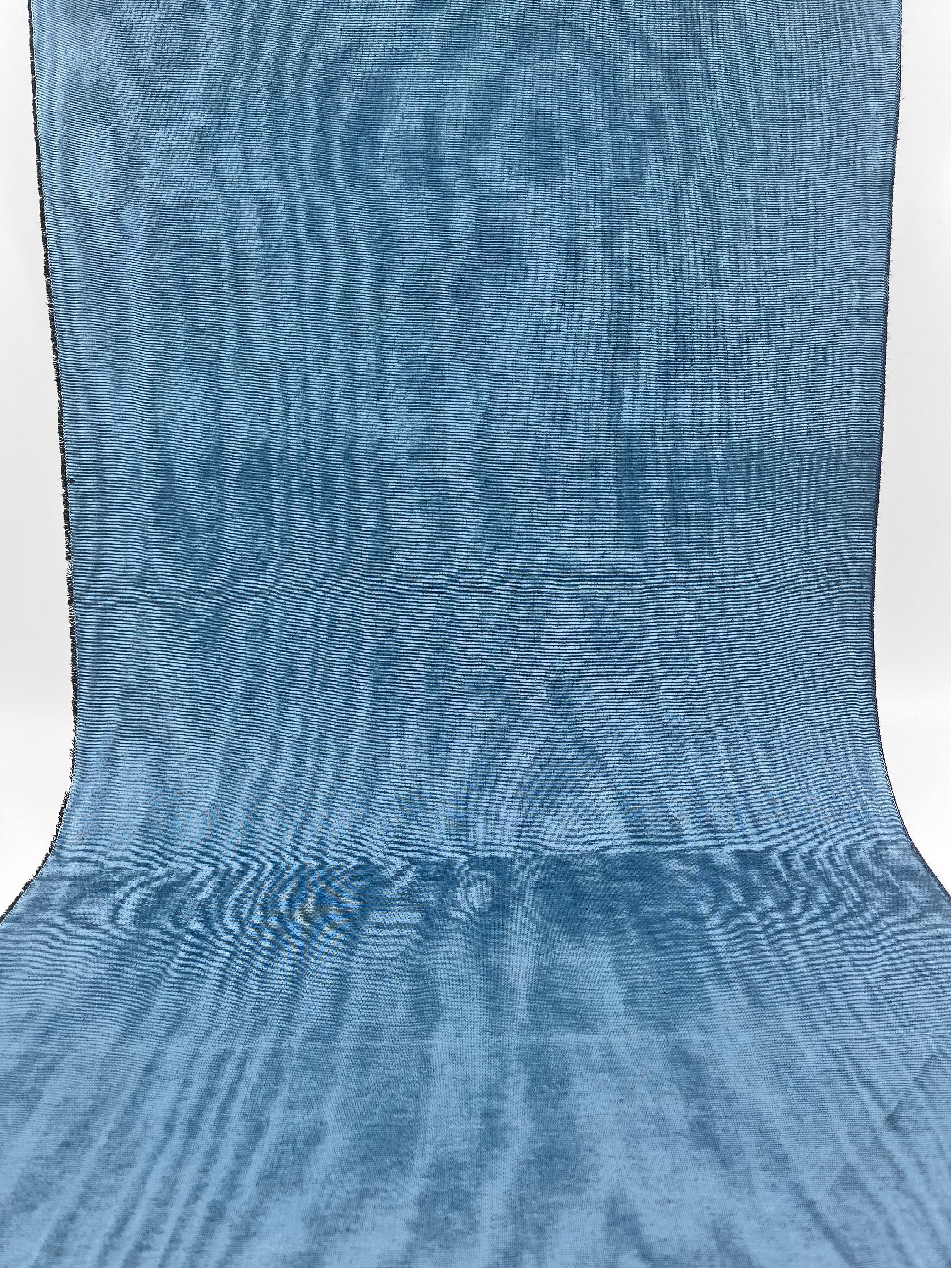 Blue Silk Home Textile Interior Fabrics Watermark Patterns.