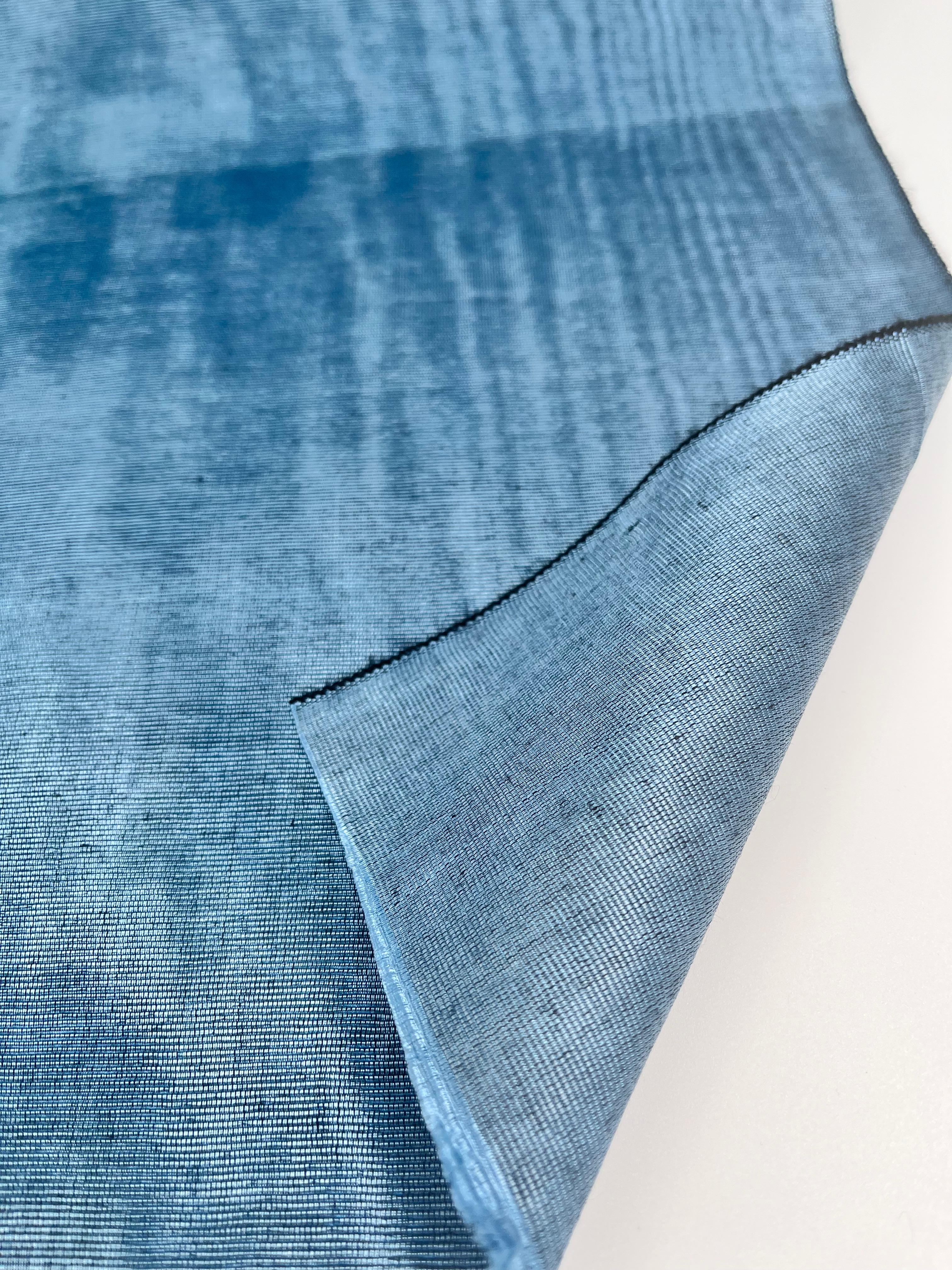 Blue Silk Home Textile Interior Fabrics Watermark Patterns.