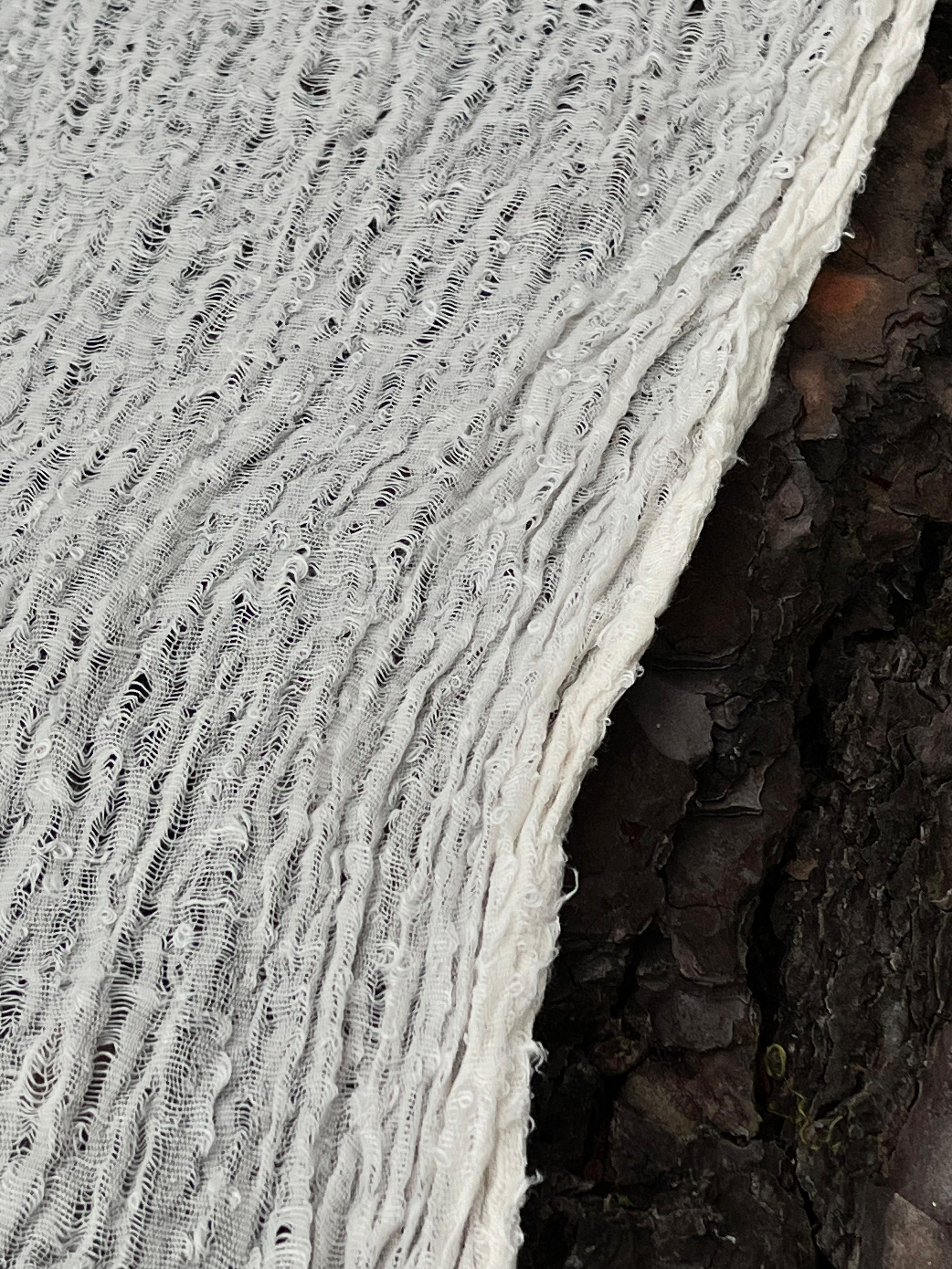 Tissu en lin par cour, tissu en coton biologique, tissus naturels semi-transparents texturés / non blanchis, blanc ivoire.