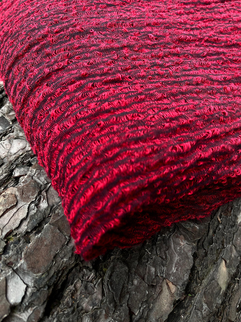 Metre Kare Kırmızı Keten Kumaş, Organik Pamuklu Kumaş, Dokulu El Dokuma Yarı Şeffaf Doğal Kumaşlar.