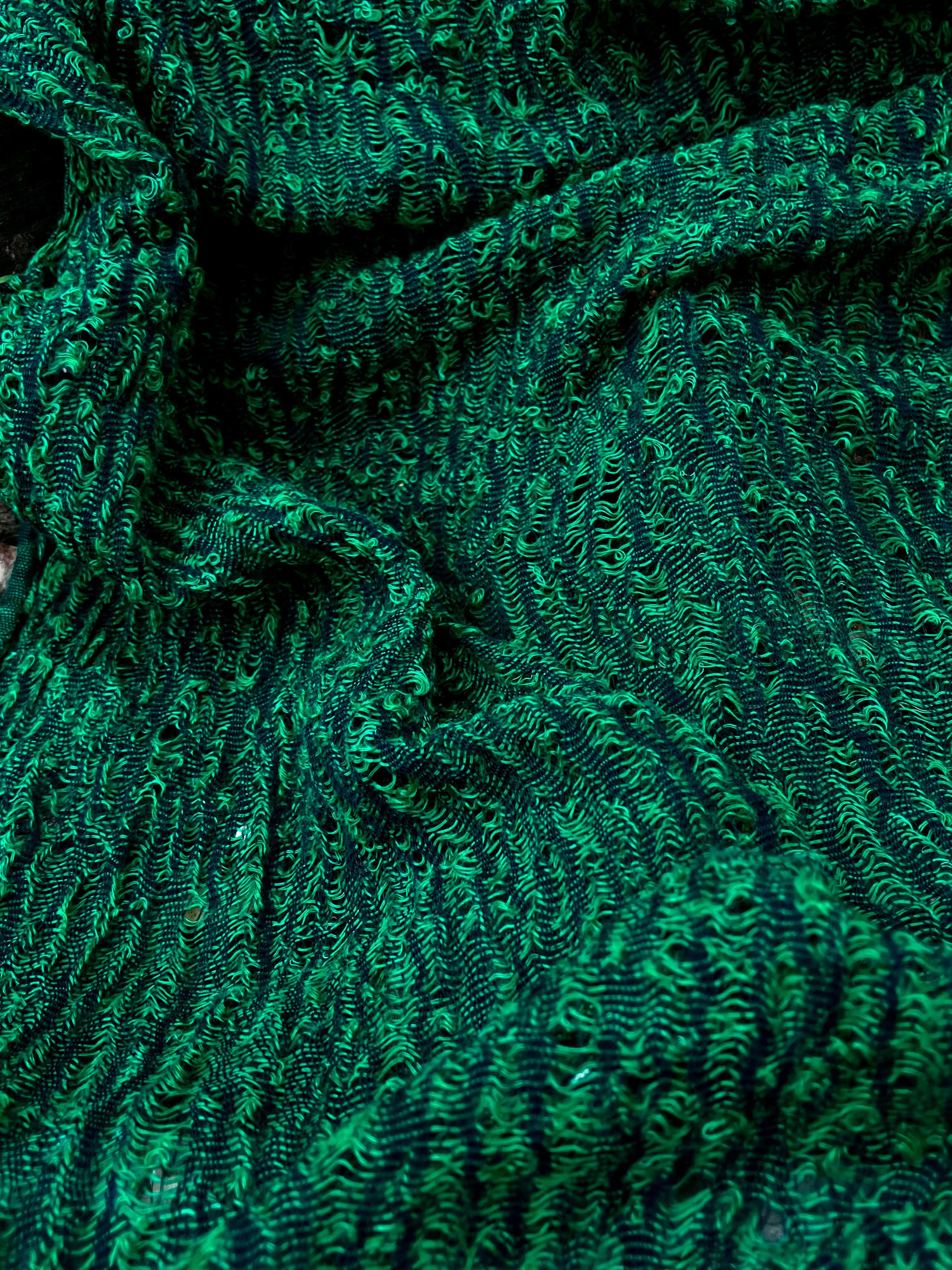 Tissu de lin vert viridian par cour, tissu en coton biologique, tissus naturels semi-transparents texturés à la main