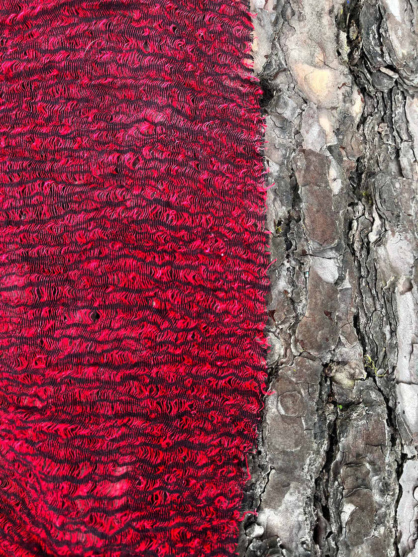 Metre Kare Kırmızı Keten Kumaş, Organik Pamuklu Kumaş, Dokulu El Dokuma Yarı Şeffaf Doğal Kumaşlar.