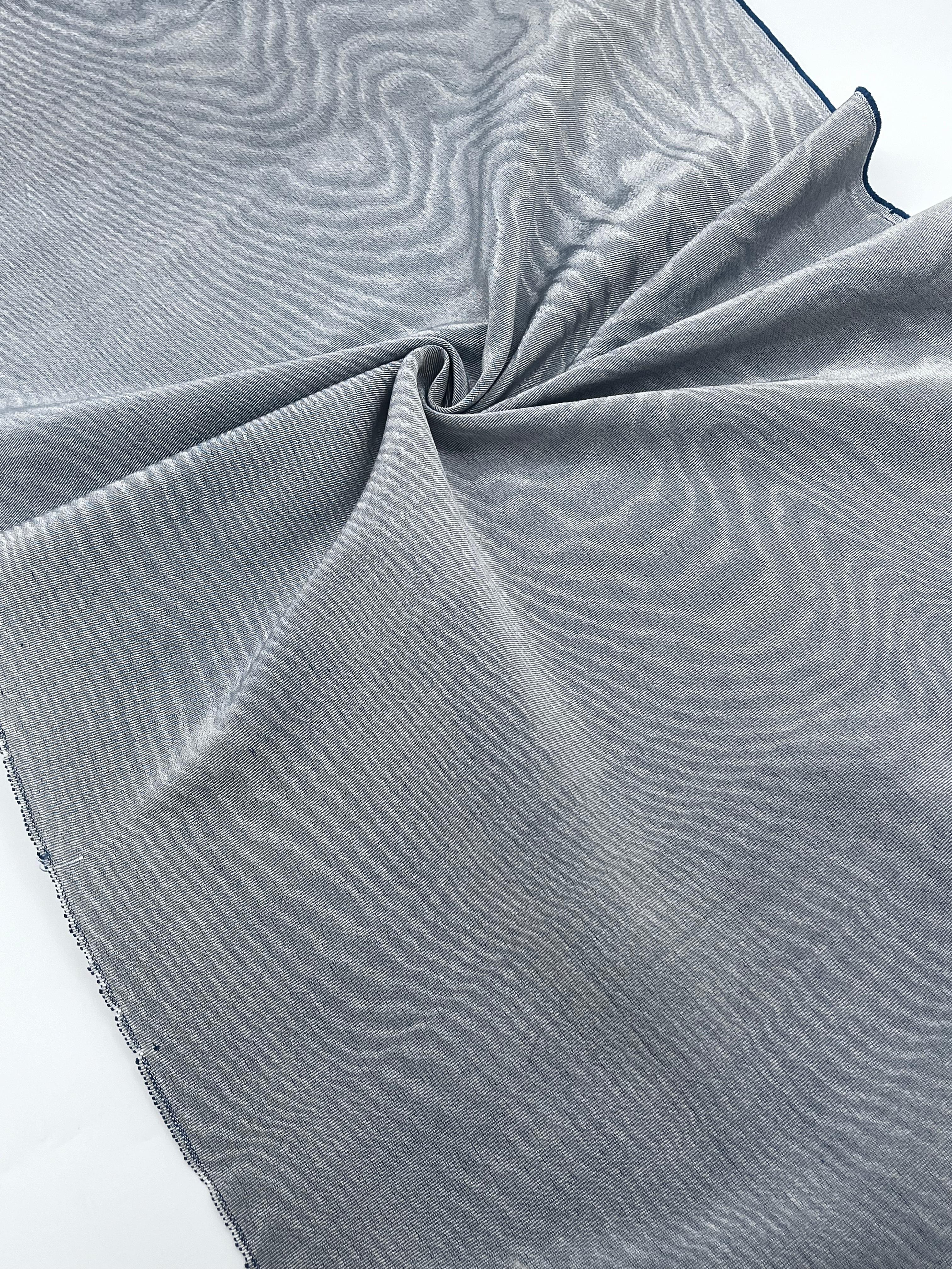 Pastel Blue Colour Silk Moire Home Textile Interior Fabrics, Watermark Pattern.
