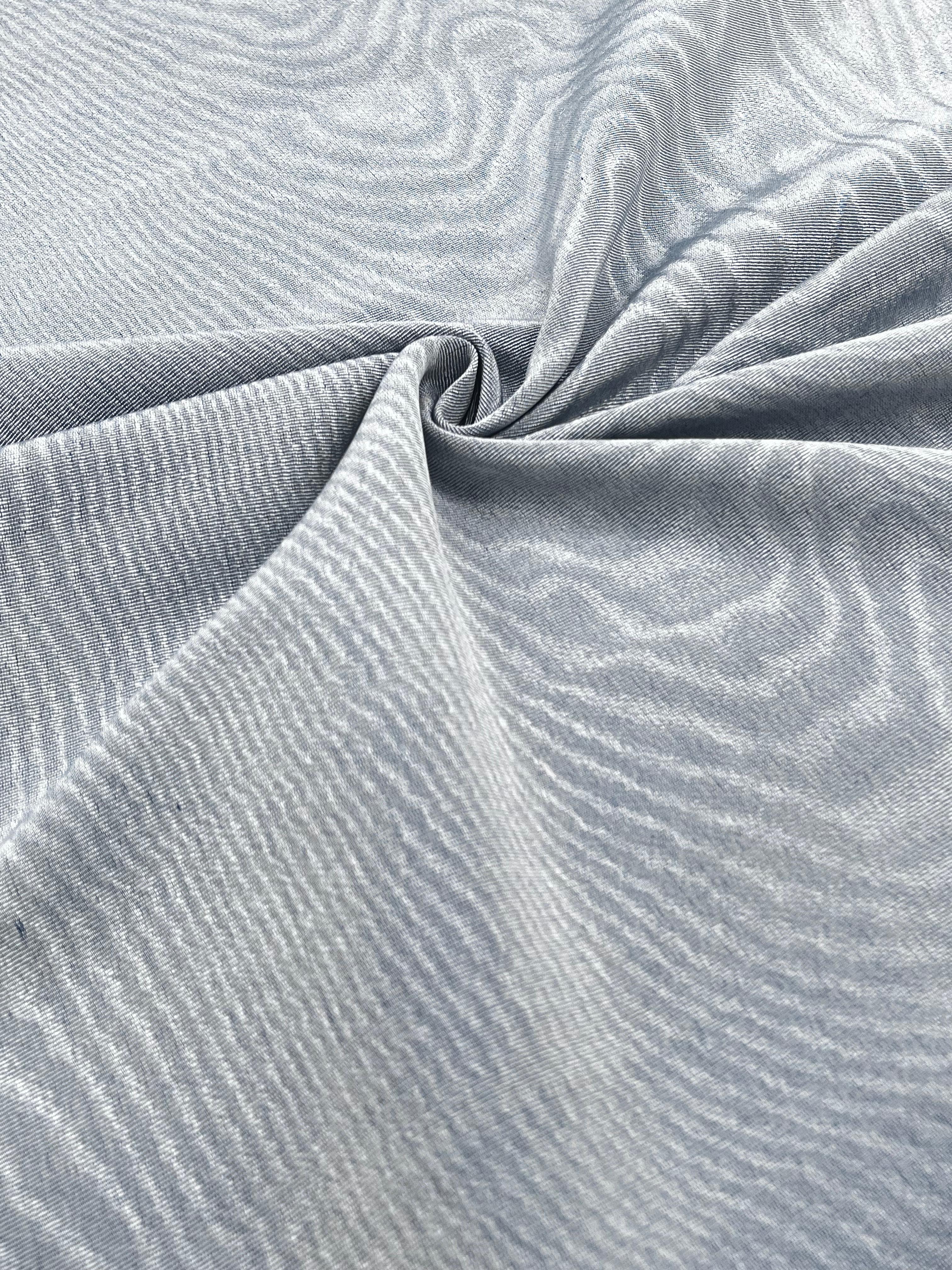 Pastel Blue Colour Silk Moire Home Textile Interior Fabrics, Watermark Pattern.
