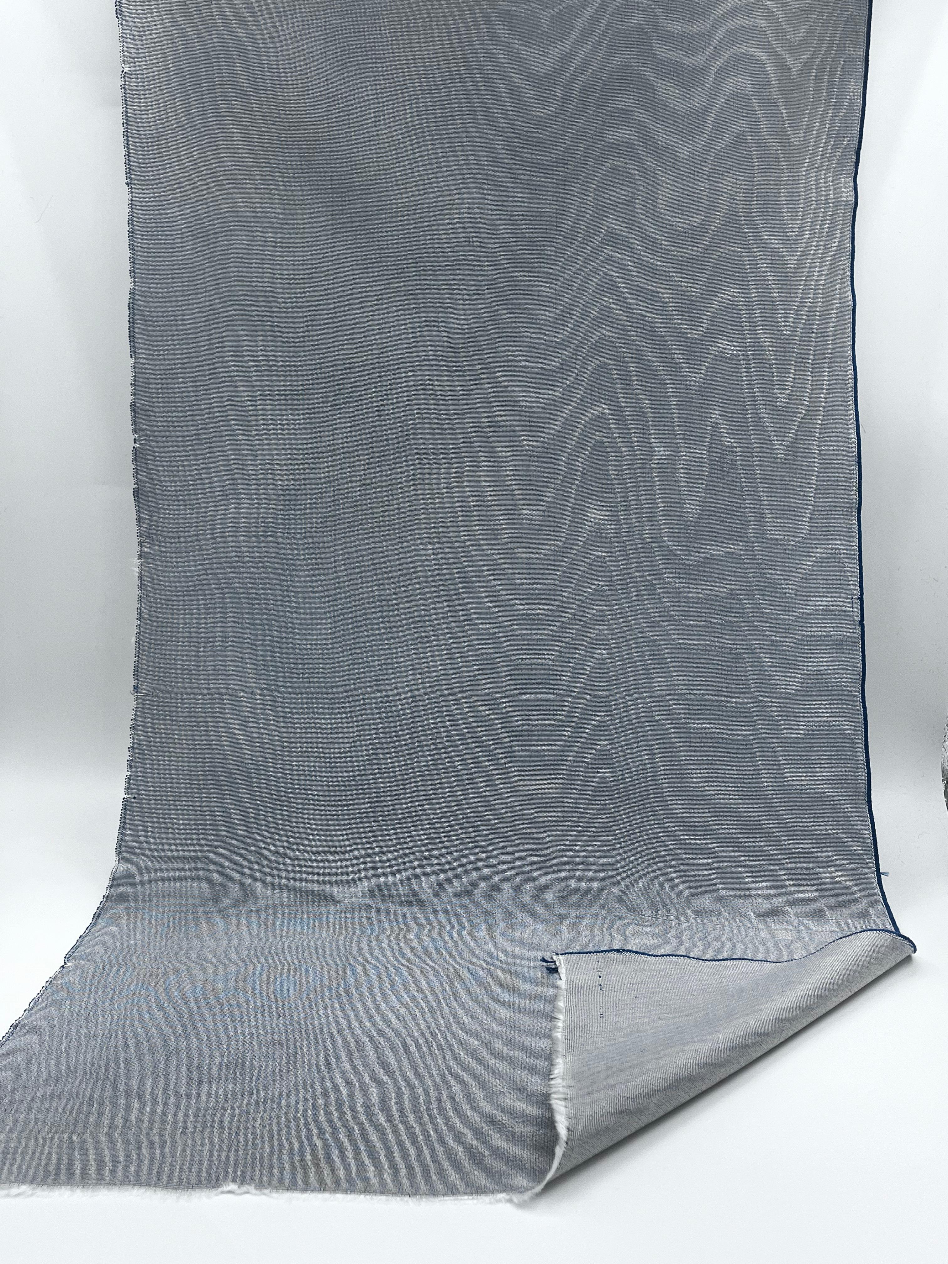 Pastel Blue Colour Silk Moire Home Textile Interior Fabrics, Watermark Pattern.