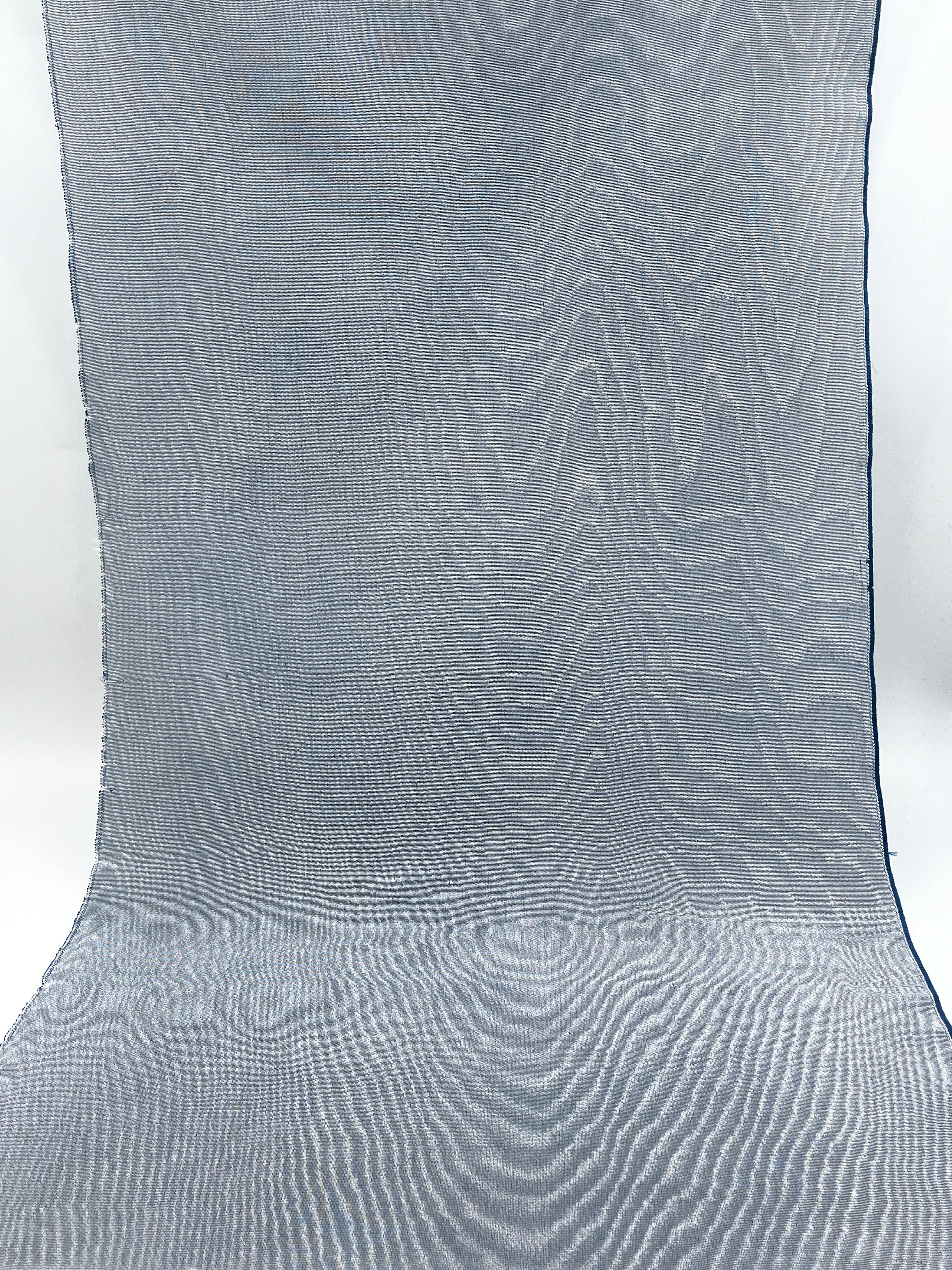 Pastel Blue Colour Silk Moire Home Textile Interior Fabrics, Watermark Pattern.