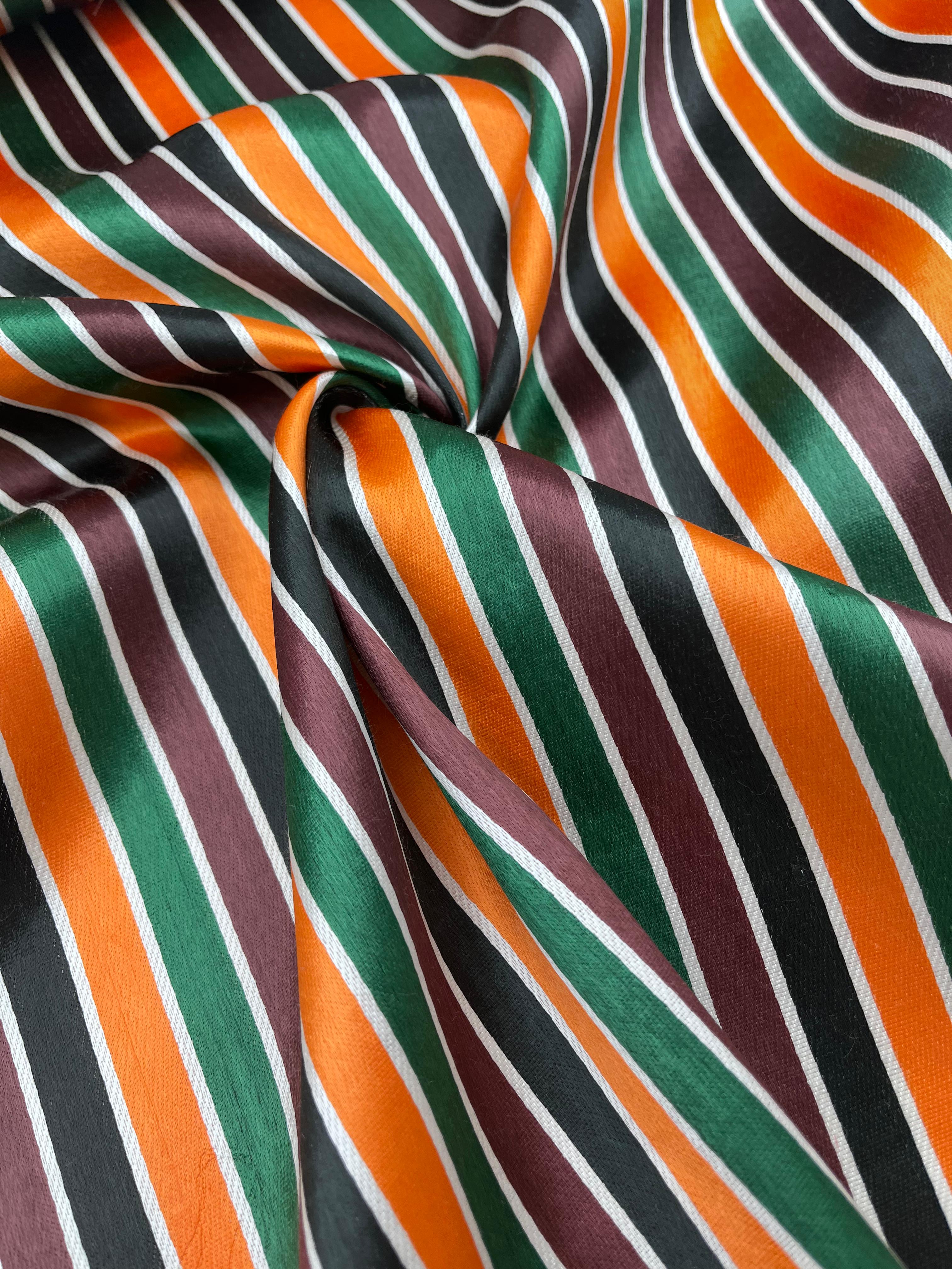 Multicolour Stripes Satin Silk Weave, Home Textile Interior Fabrics.