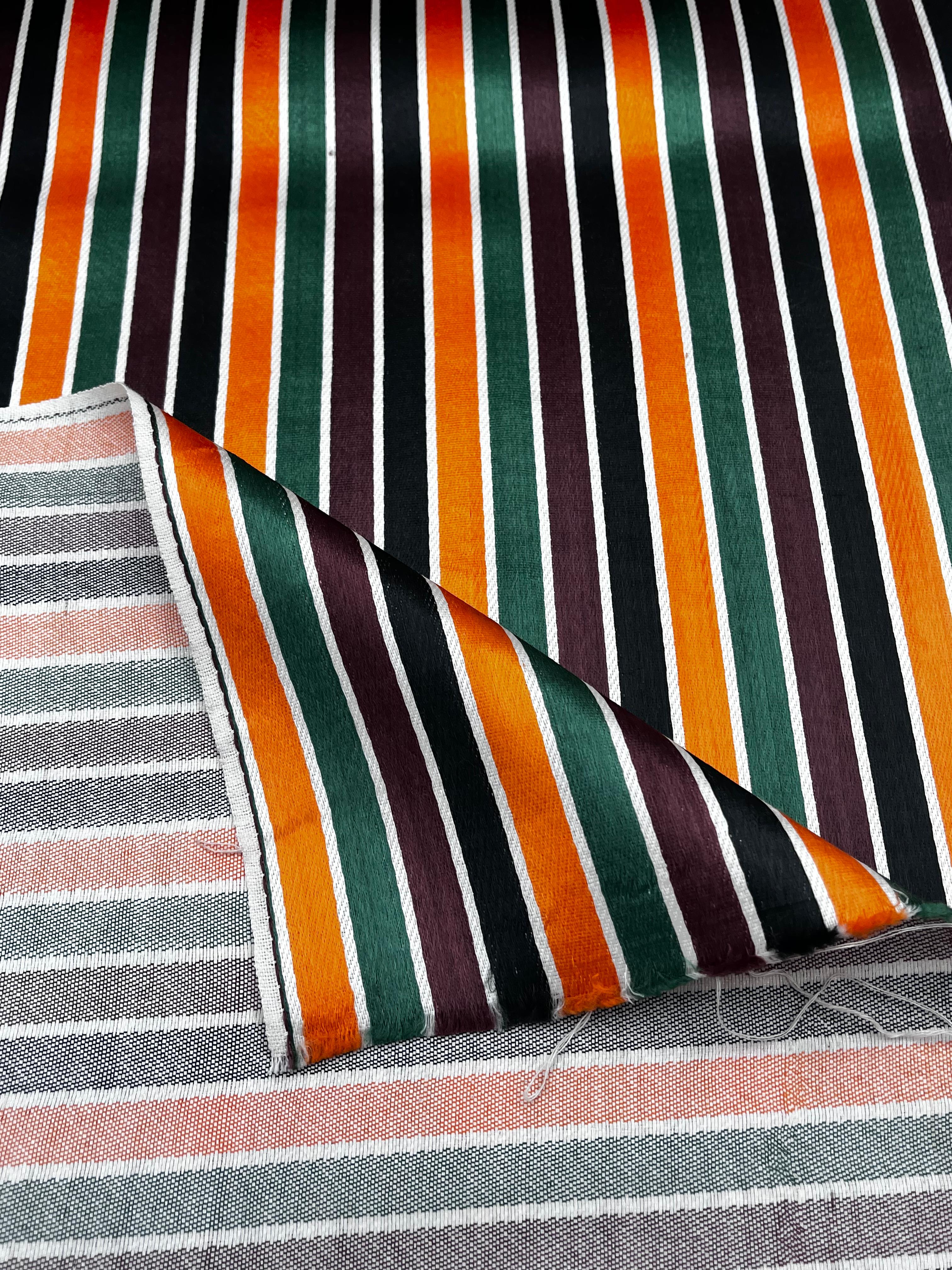 Multicolour Stripes Satin Silk Weave, Home Textile Interior Fabrics.