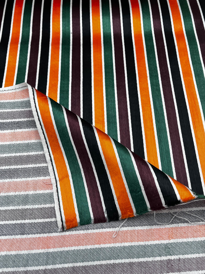 Tissage de soie satiné à rayures arc-en-ciel multicolores, revêtement pour tête de lit ottoman, tissus d'intérieur pour textiles de maison : housses d'oreiller, tissus syriens traditionnels