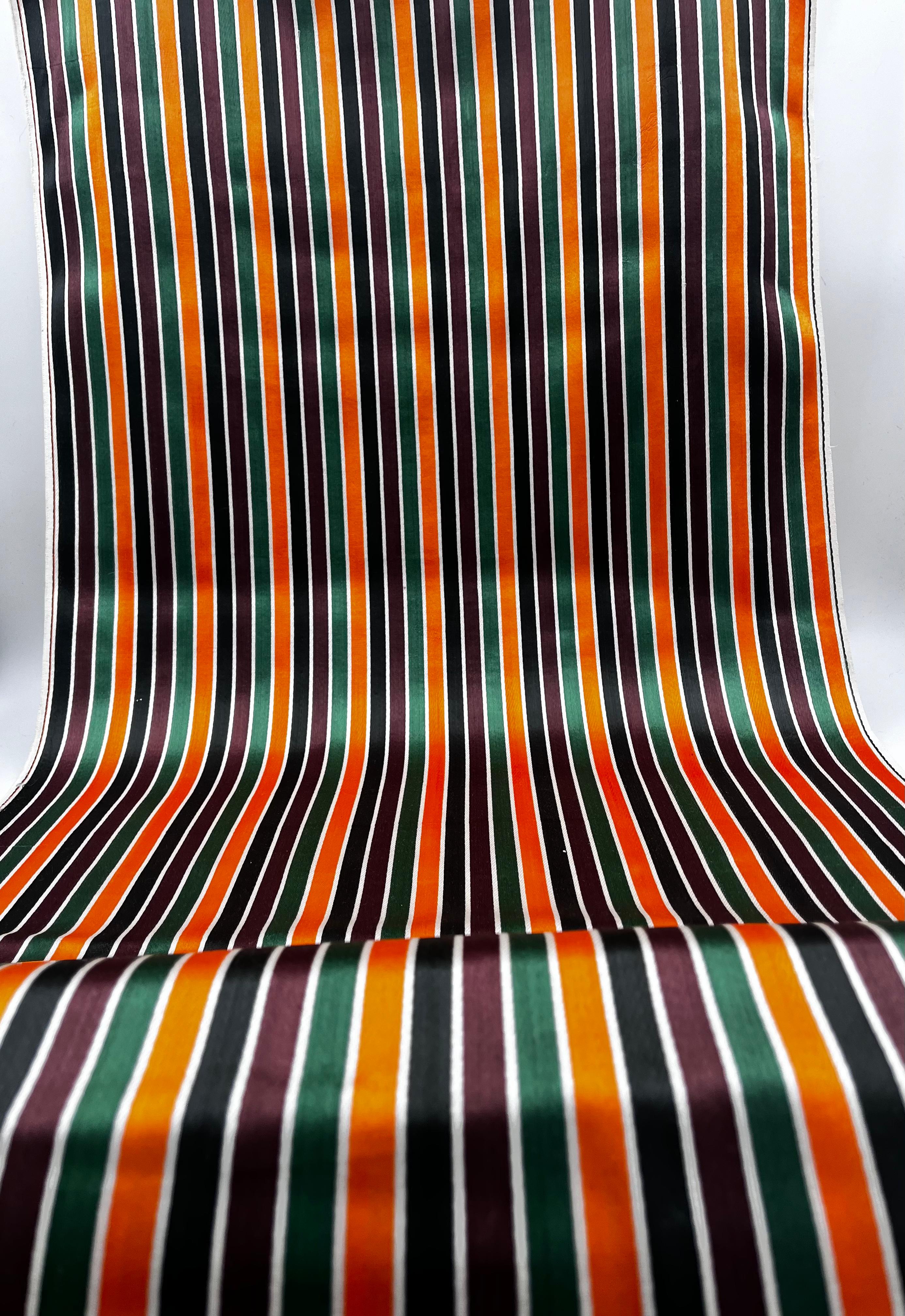 Multicolour Stripes Satin Silk Weave, Home Textile Interior Fabrics.