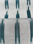 Ikat Silver Green Striped Silk Home Textile Interior Fabrics Moire, Watermark Pattern.