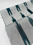 Ikat Silver Green Striped Silk Home Textile Interior Fabrics Moire, Watermark Pattern.