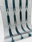 Ikat Silver Green Striped Silk Home Textile Interior Fabrics Moire, Watermark Pattern.