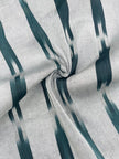 Ikat Silver Green Striped Silk Home Textile Interior Fabrics Moire, Watermark Pattern.