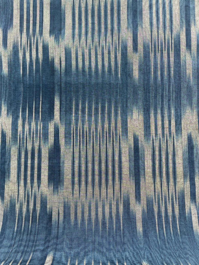 Osmanlı Başlıklı Mavi İkat Çizgili Lüks İpek Döşeme, Ev Tekstili İç Mekan Kumaşları: Yastık Kılıfları, Kimono Esintili Tasarımlar, Filigran Desenleri.