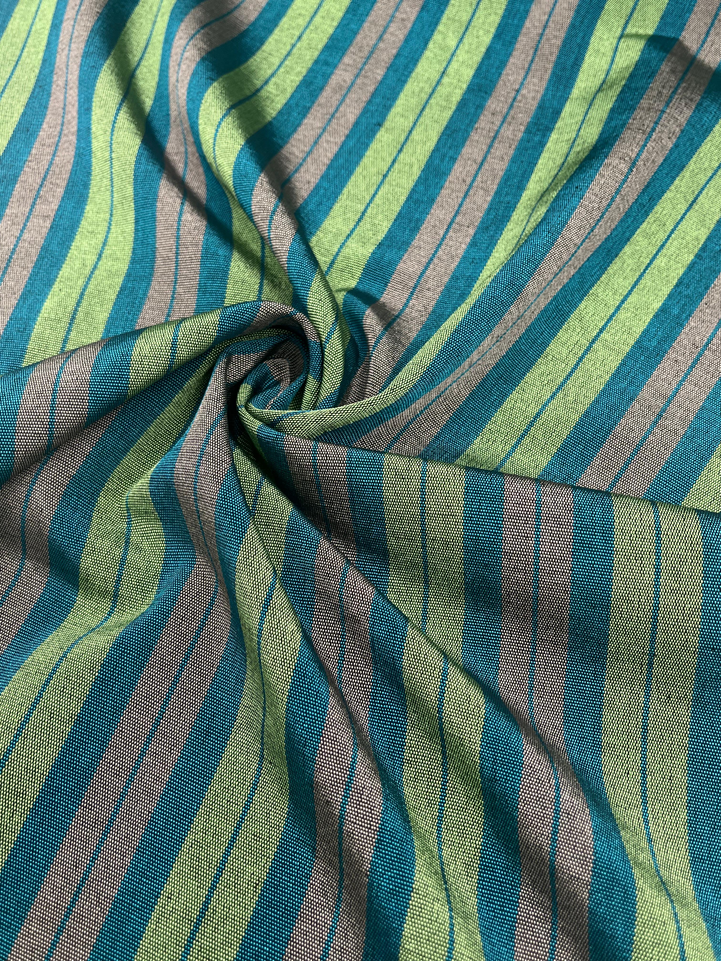 Green Striped Silk  Home Textile Interior Fabrics.