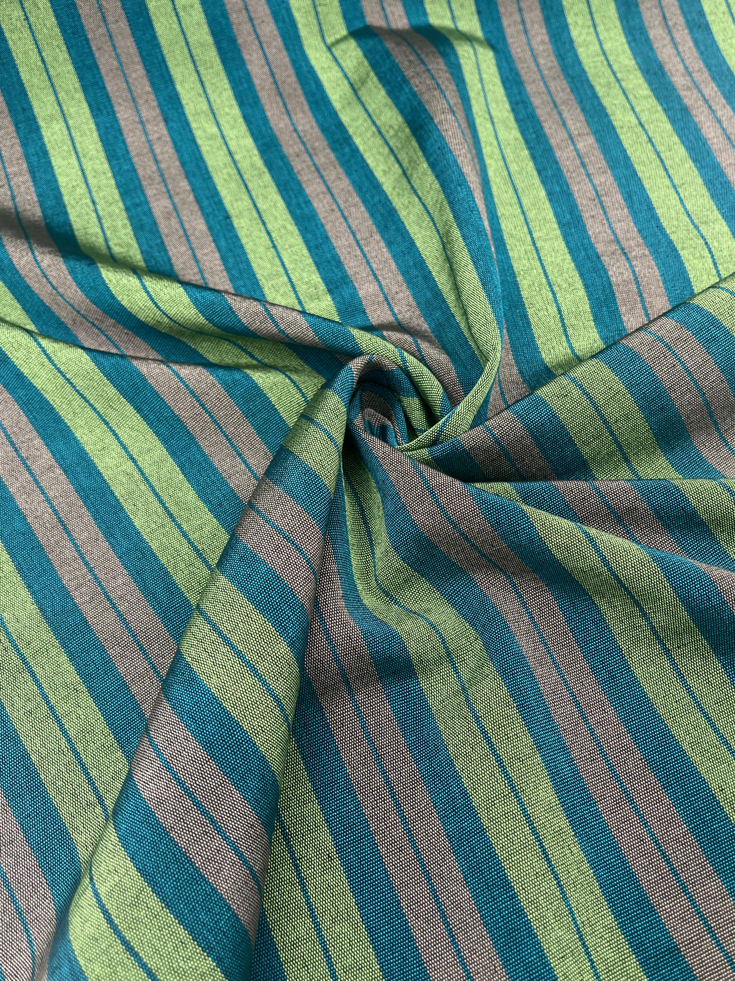 Green Striped Silk  Home Textile Interior Fabrics.