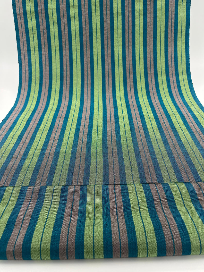 Osmanlı Başlık İçin Yeşil Çizgili Lüks İpek Döşeme, Ev Tekstili İç Mekan Kumaşları: Yastık Kılıfları, Kimono Esintili Tasarımlar, İpek Şantung El Dokuma Kumaşlar