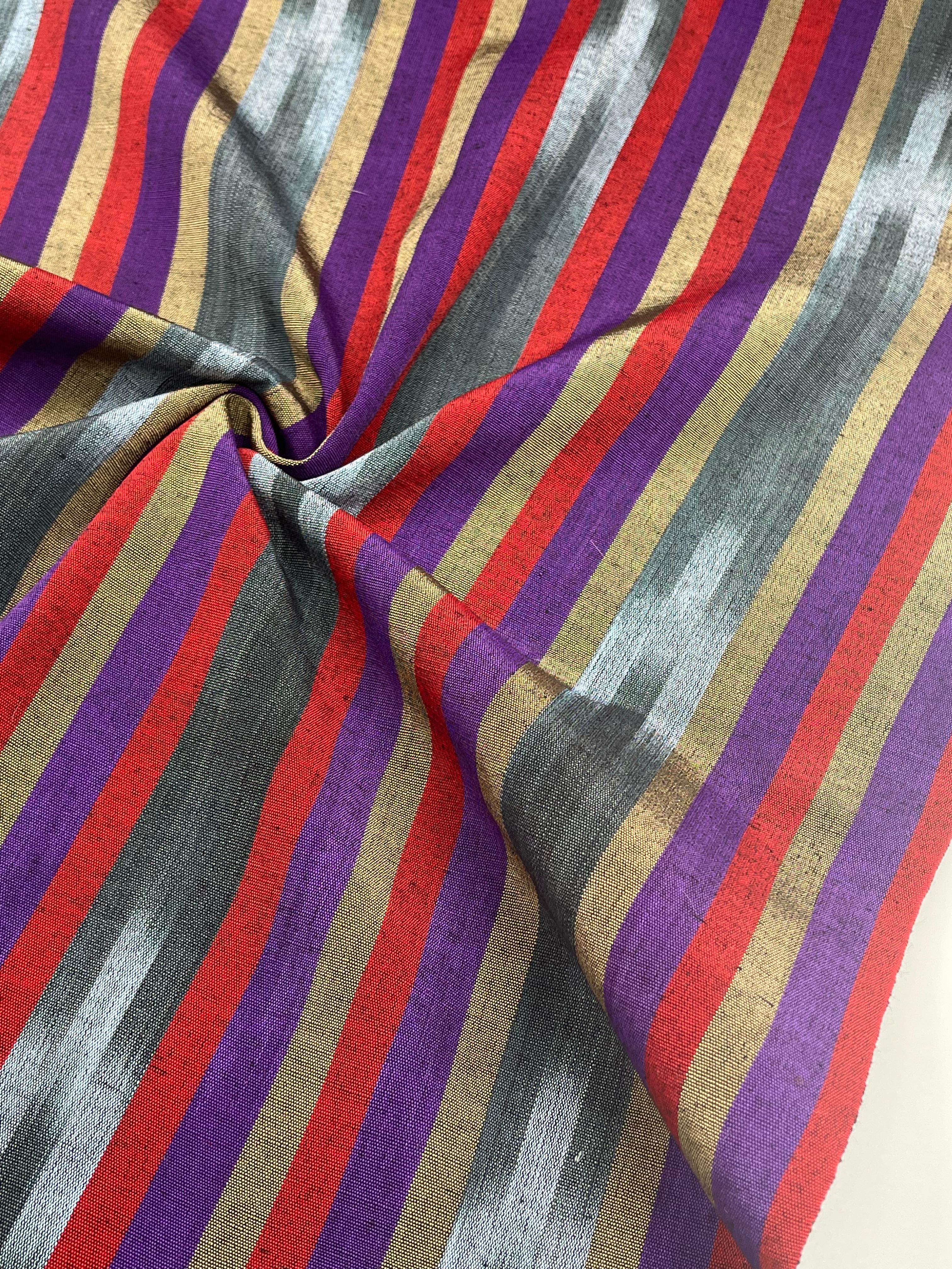 Purple Red Ikat Striped Silk  Home Textile Interior Fabrics.