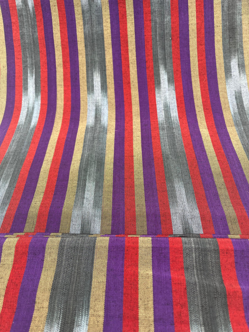 Osmanlı Başlık İçin Mor Kırmızı İkat Çizgili Lüks İpek Döşeme, Ev Tekstili İç Mekan Kumaşları: Yastık Kılıfları, Kimono Esintili Tasarımlar, İpek Şantung, El Dokuma Kumaşlar