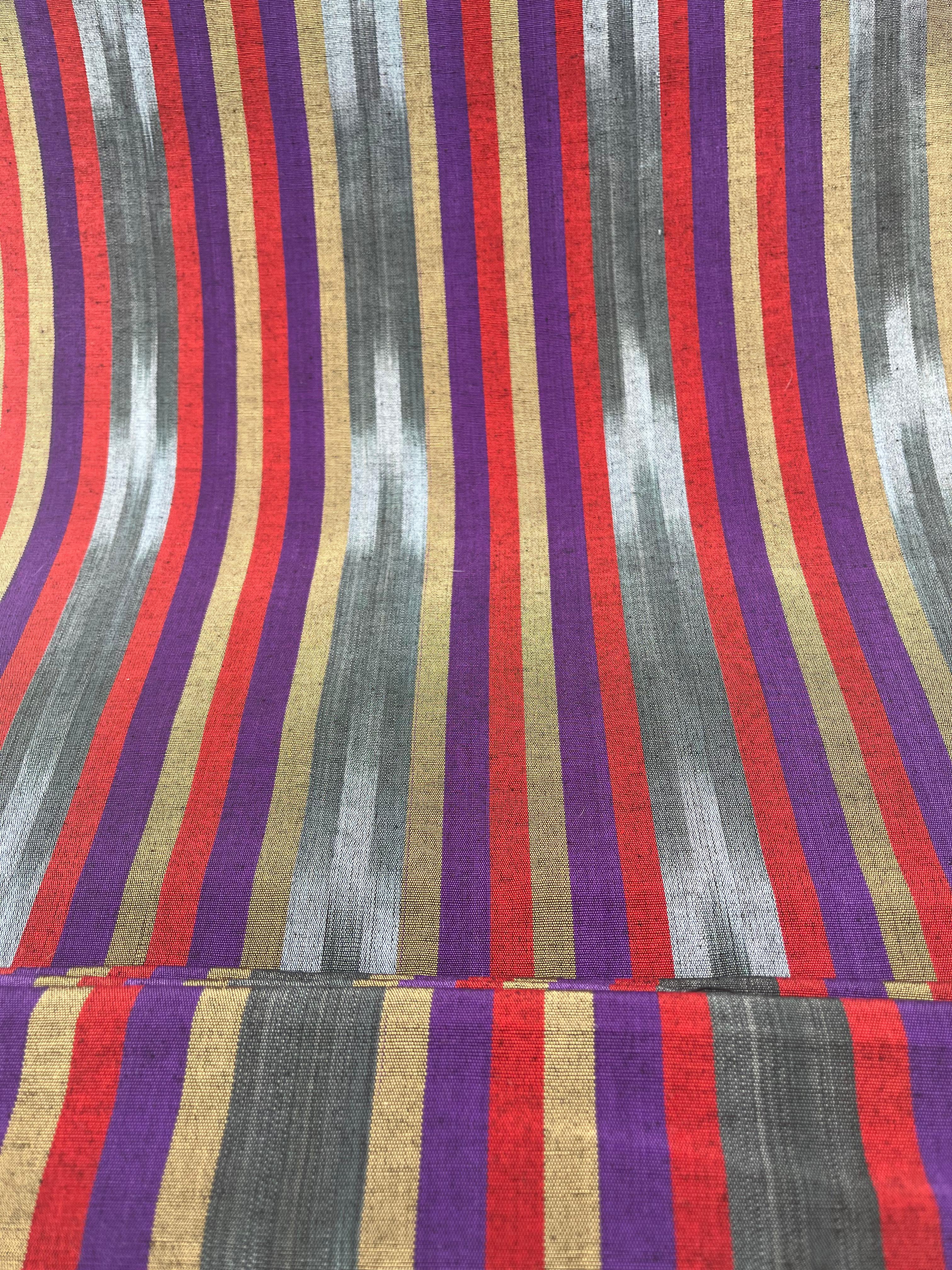 Purple Red Ikat Striped Silk  Home Textile Interior Fabrics.