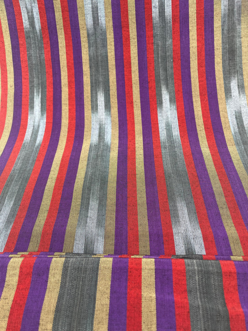 Osmanlı Başlık İçin Mor Kırmızı İkat Çizgili Lüks İpek Döşeme, Ev Tekstili İç Mekan Kumaşları: Yastık Kılıfları, Kimono Esintili Tasarımlar, İpek Şantung, El Dokuma Kumaşlar