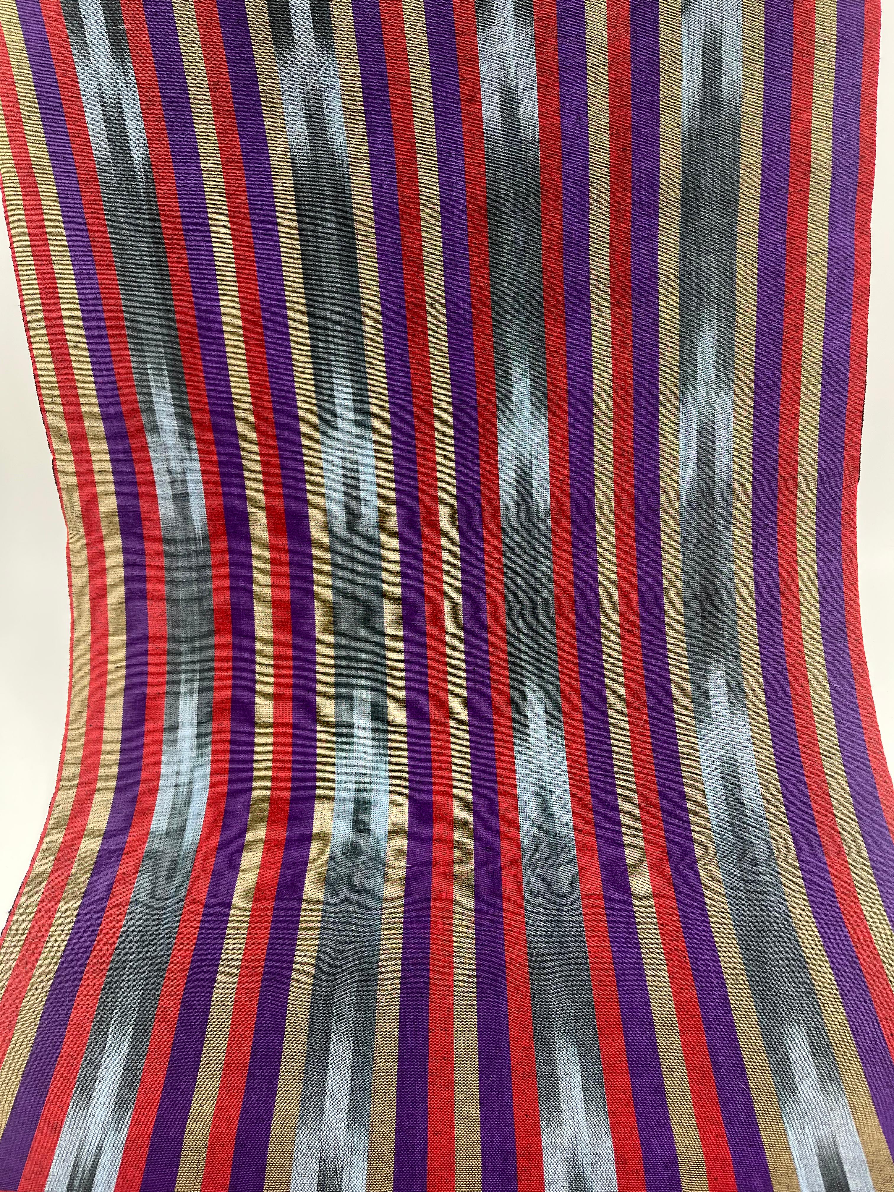 Purple Red Ikat Striped Silk  Home Textile Interior Fabrics.