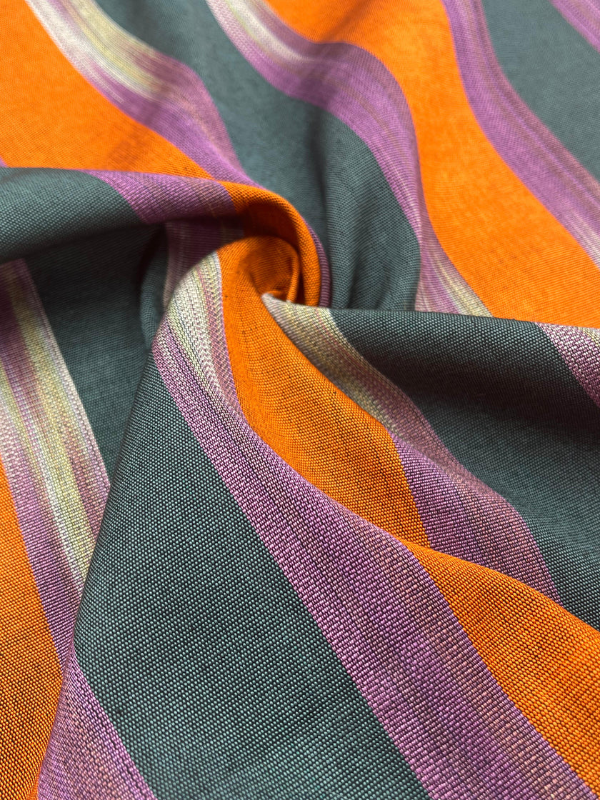 Osmanlı Başlık İçin Turuncu İkat Çizgili Lüks İpek Döşeme, Ev Tekstili İç Mekan Kumaşları: Yastık Kılıfları, Kimono Esintili Tasarımlar, İpek Şantung El Dokuma Kumaşlar