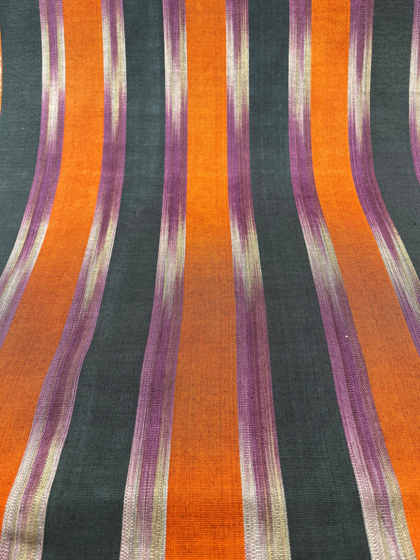 Osmanlı Başlık İçin Turuncu İkat Çizgili Lüks İpek Döşeme, Ev Tekstili İç Mekan Kumaşları: Yastık Kılıfları, Kimono Esintili Tasarımlar, İpek Şantung El Dokuma Kumaşlar