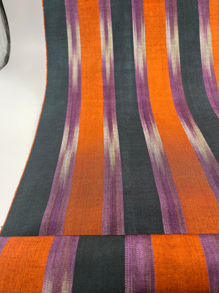 Osmanlı Başlık İçin Turuncu İkat Çizgili Lüks İpek Döşeme, Ev Tekstili İç Mekan Kumaşları: Yastık Kılıfları, Kimono Esintili Tasarımlar, İpek Şantung El Dokuma Kumaşlar