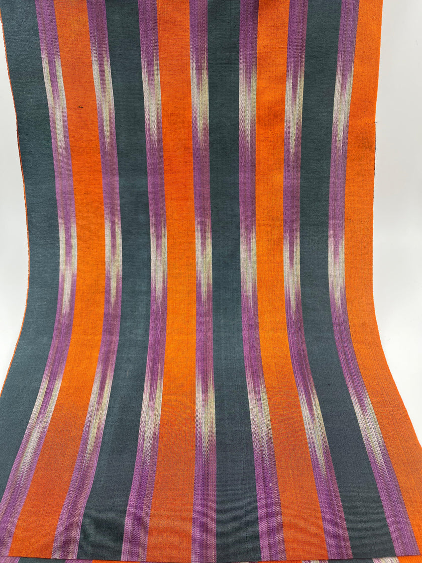 Osmanlı Başlık İçin Turuncu İkat Çizgili Lüks İpek Döşeme, Ev Tekstili İç Mekan Kumaşları: Yastık Kılıfları, Kimono Esintili Tasarımlar, İpek Şantung El Dokuma Kumaşlar