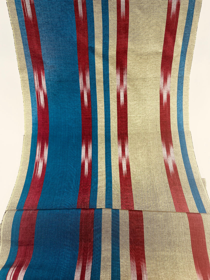 Osmanlı Başlık İçin Mavi Yeşil İkat Çizgili Lüks İpek Döşeme, Ev Tekstili İç Mekan Kumaşları: Yastık Kılıfları, Kimono Esintili Tasarımlar, İpek El Dokuma Kumaşlar, İpek Şantung