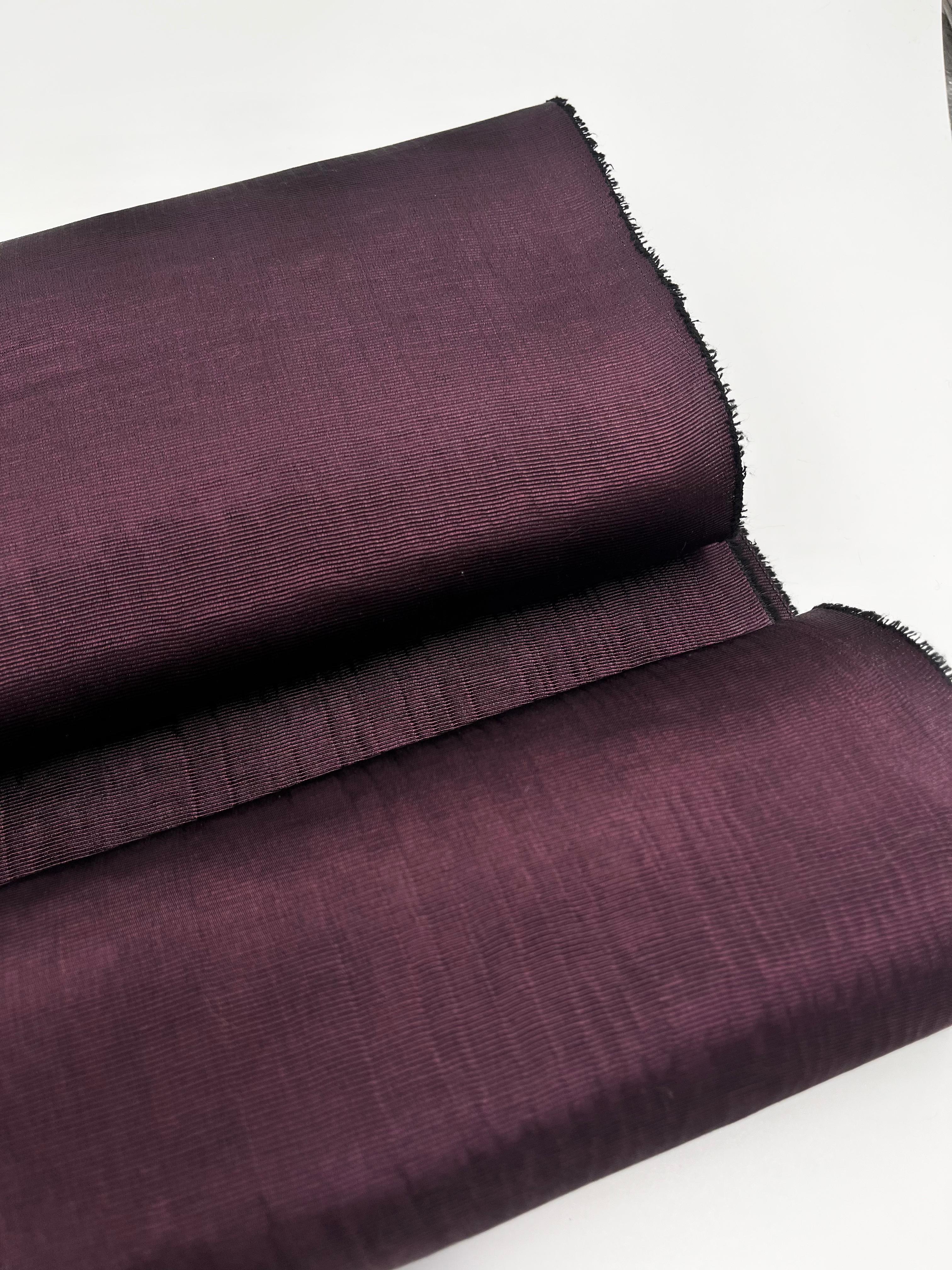 Damson Colour Silk Moire Home Textile Interior Fabrics, Watermark Pattern.