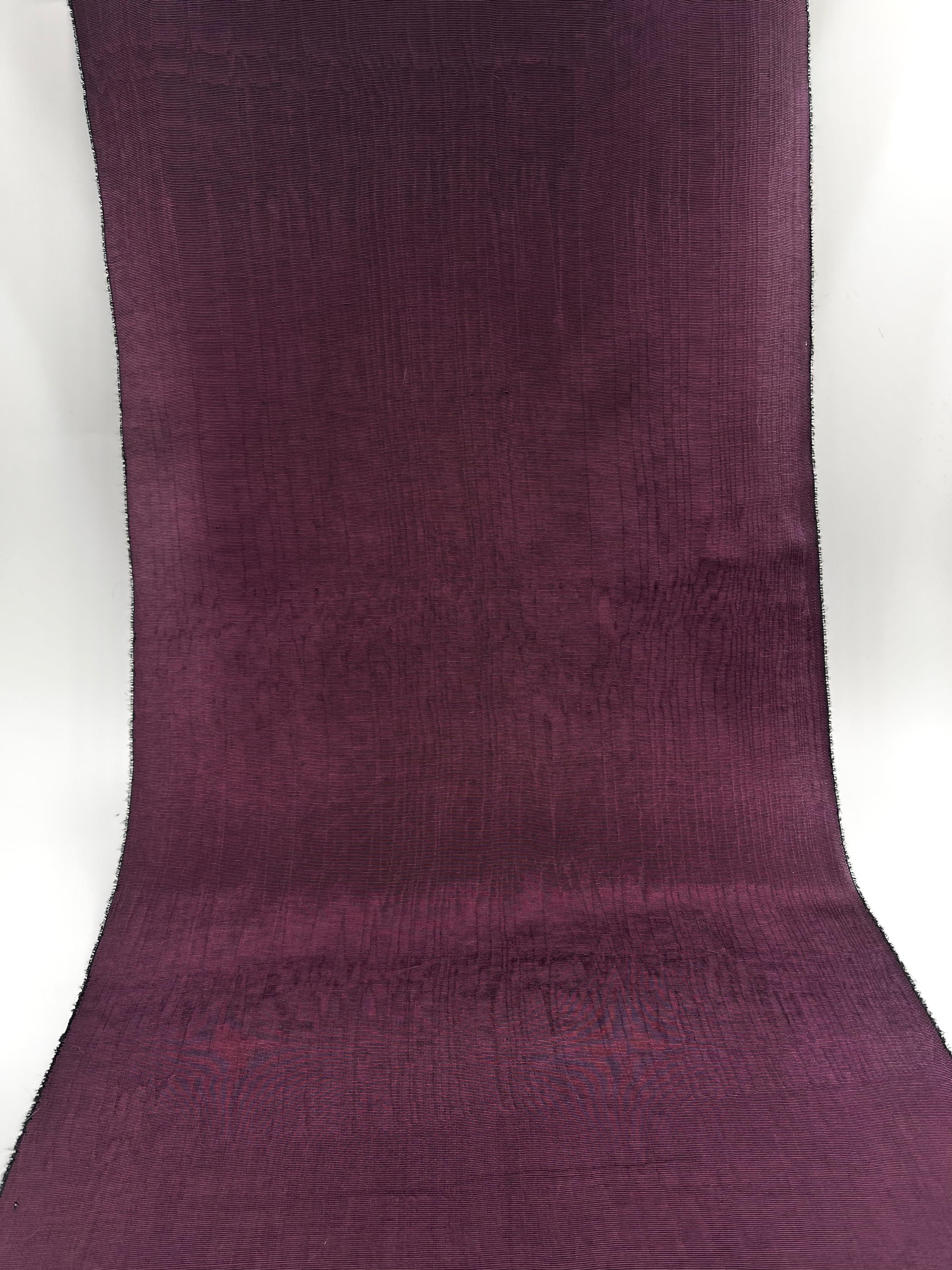 Damson Colour Silk Moire Home Textile Interior Fabrics, Watermark Pattern.