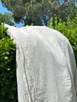 Muslin Fabric By The Yard - Blue White Stripes - Undyed Natural Option